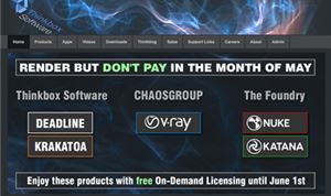 Thinkbox Software offering free, on-demand licensing all month