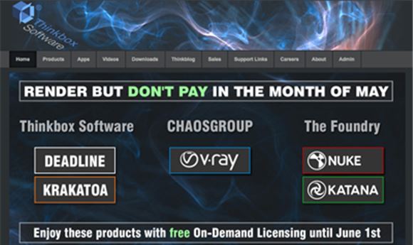 Thinkbox Software offering free, on-demand licensing all month