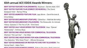 A.C.E. Eddie Awards recognize editing excellence