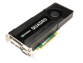 An NVIDIA Quadro professional graphics card with a black cooling shroud and a single fan.