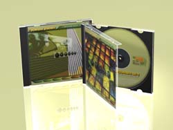 Two CD jewel cases, one open showing the disc and one closed with colorful cover art, on a reflective surface.